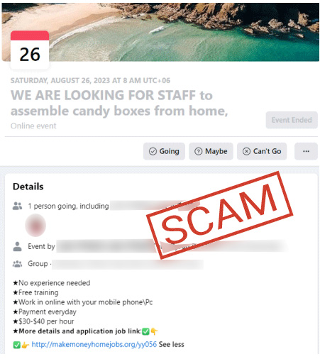 Jobs and 'side hustle' scams - Screenshot 1