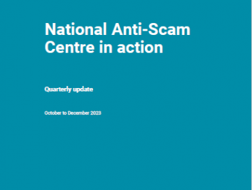 Cover of National Anti-Scam Centre quarterly report March 2024