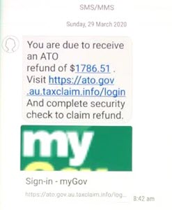 Fake ATO MyGov text