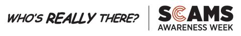 Scams Awareness Week 2023_Who's really there banner with logo