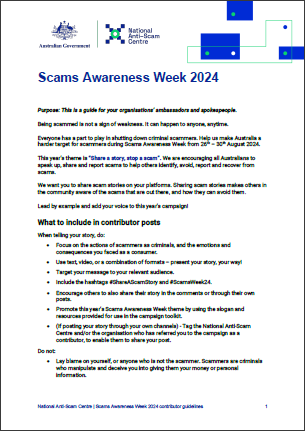 Front page of document for scams awareness week